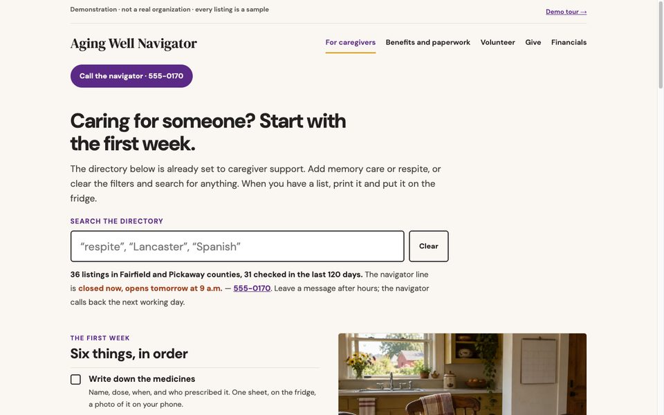 The For caregivers page