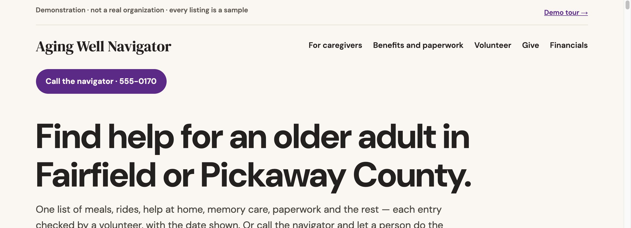 The Aging Well Navigator home page