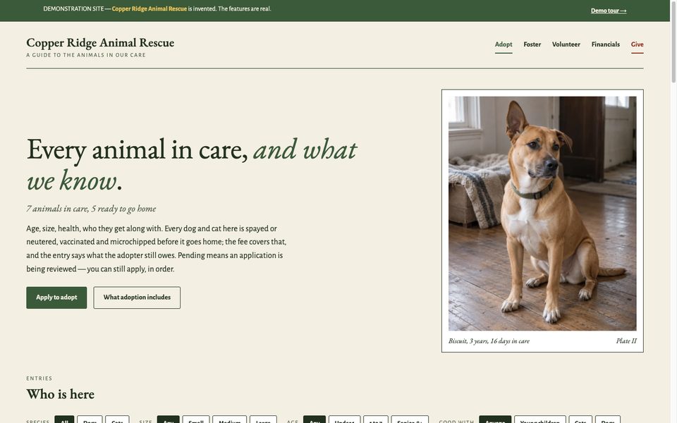 The Adopt page: numbered entries with a plate and a status