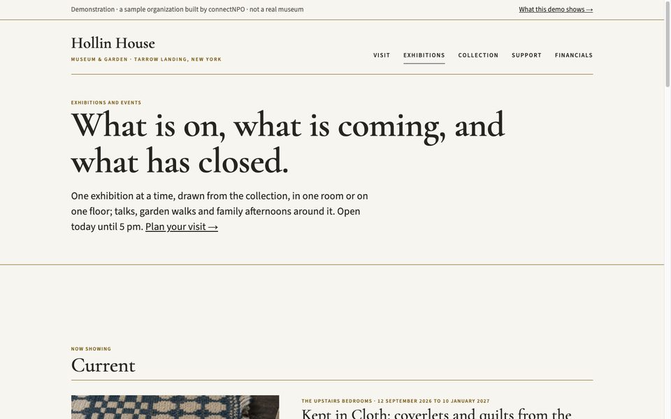 The Exhibitions page