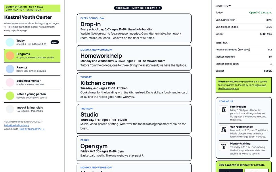 The Programs page