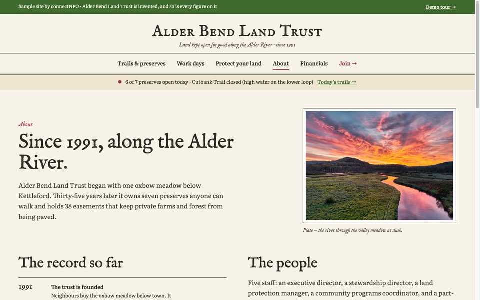 The About page, whose words are all fields