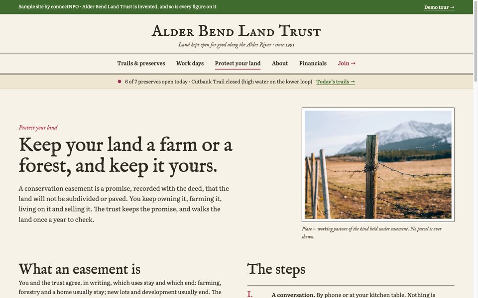 The Protect your land page
