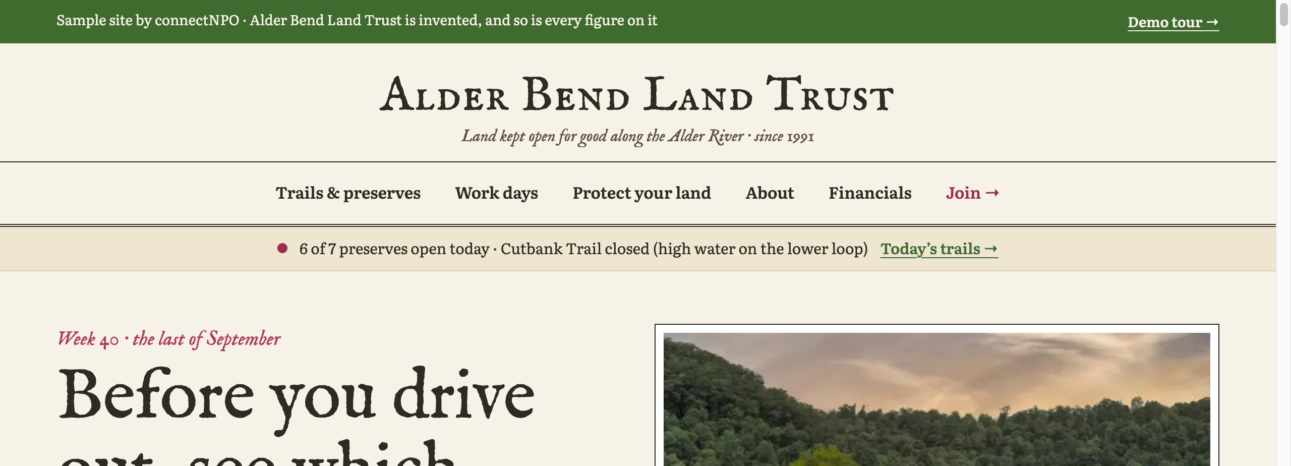 The Alder Bend Land Trust home page