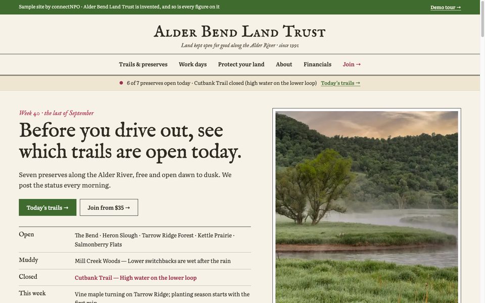 Alder Bend Land Trust home page