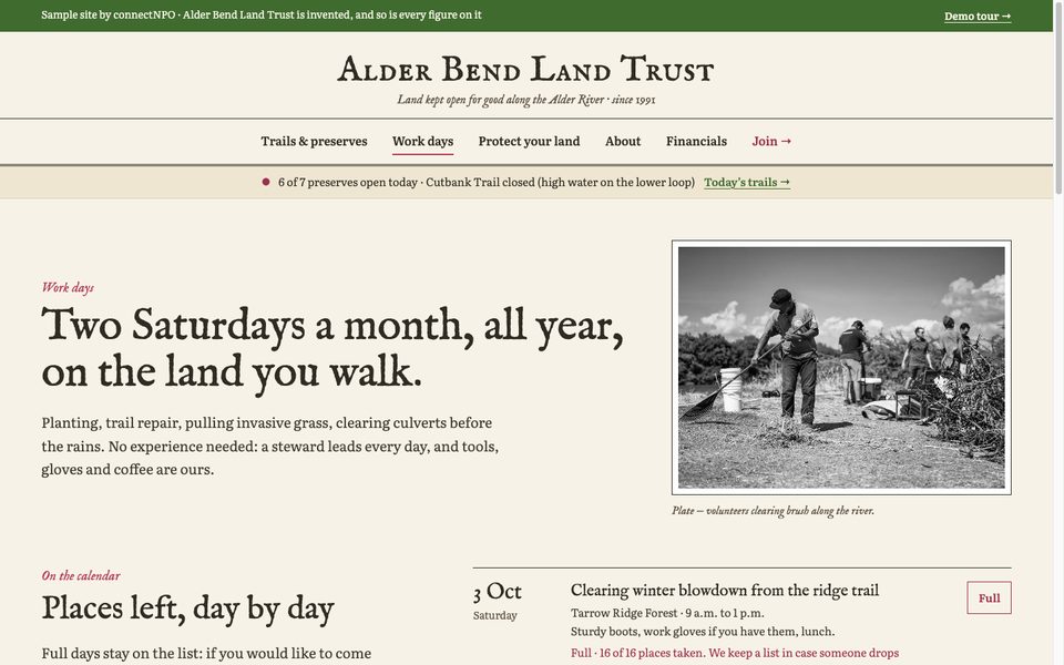 The Work days page