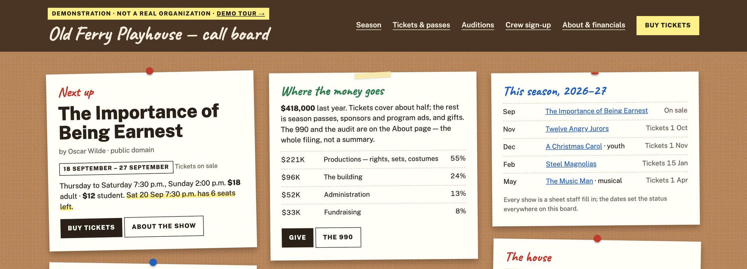 The Old Ferry Playhouse home page