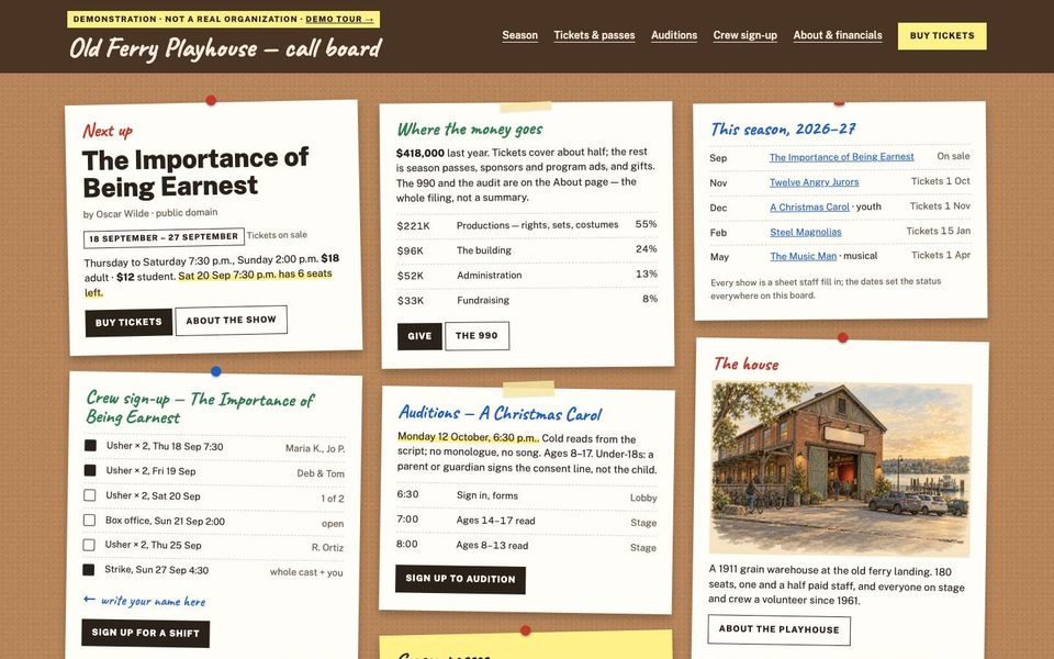Old Ferry Playhouse home page