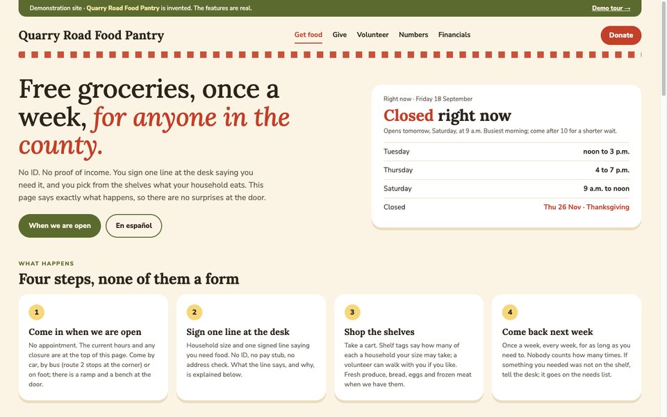 The Get food page