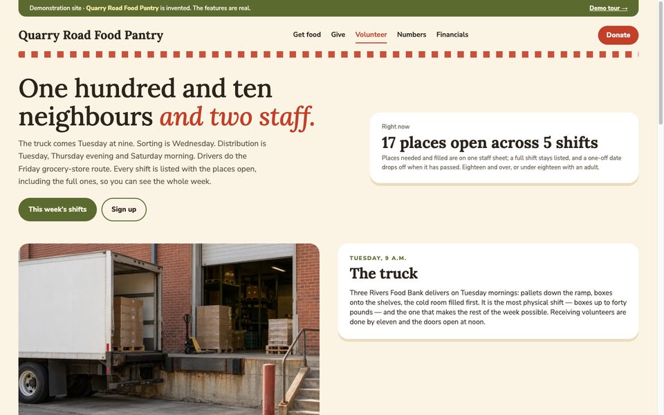 The Volunteer page