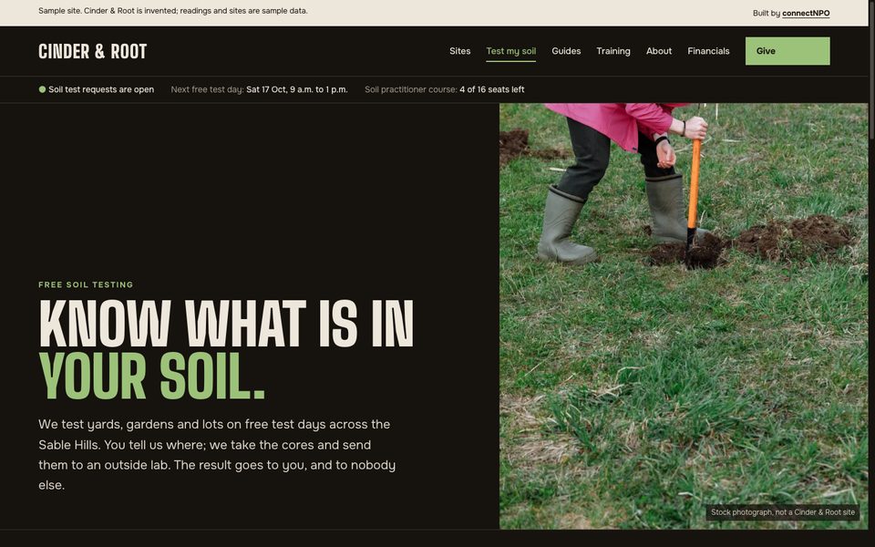 The Test my soil page