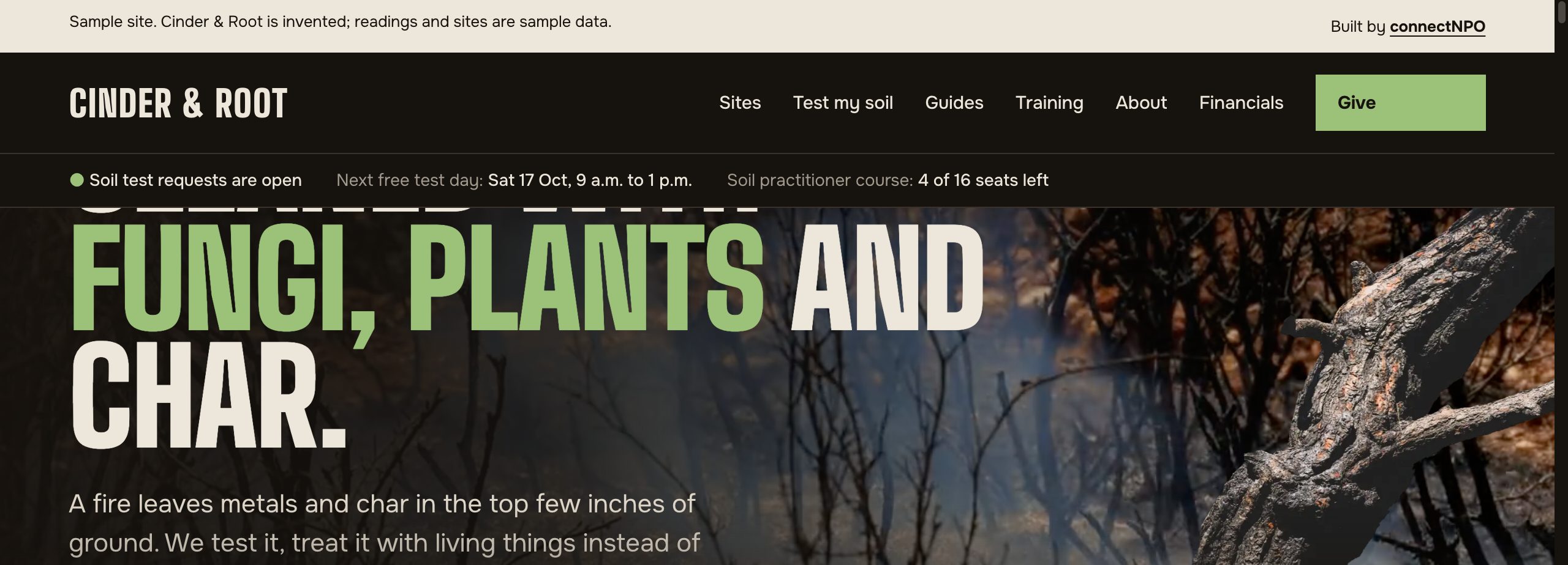 The Cinder & Root home page
