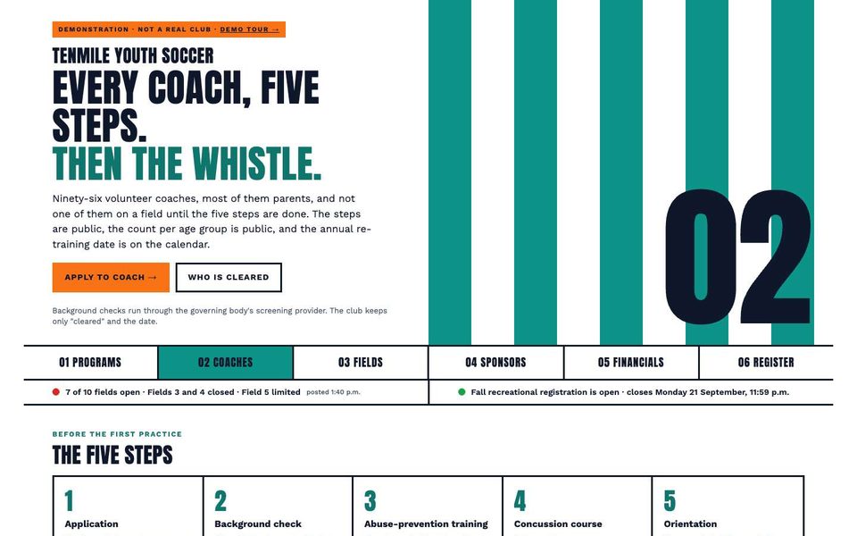 The Coaches page