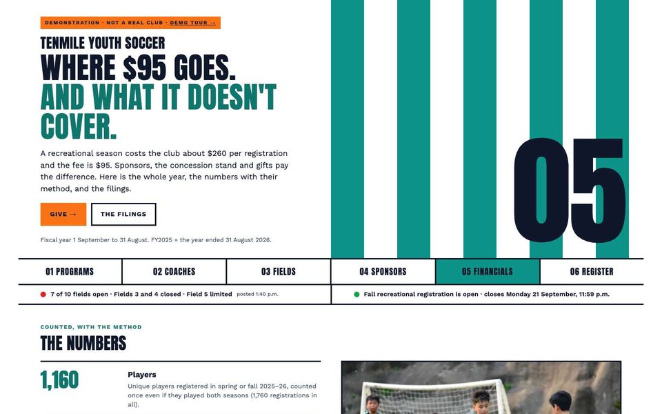 The Financials page
