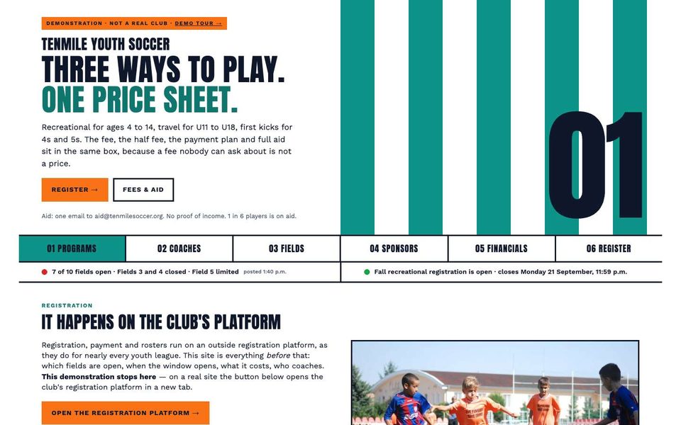 The Programs & fees page