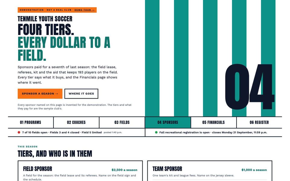 The Sponsors page